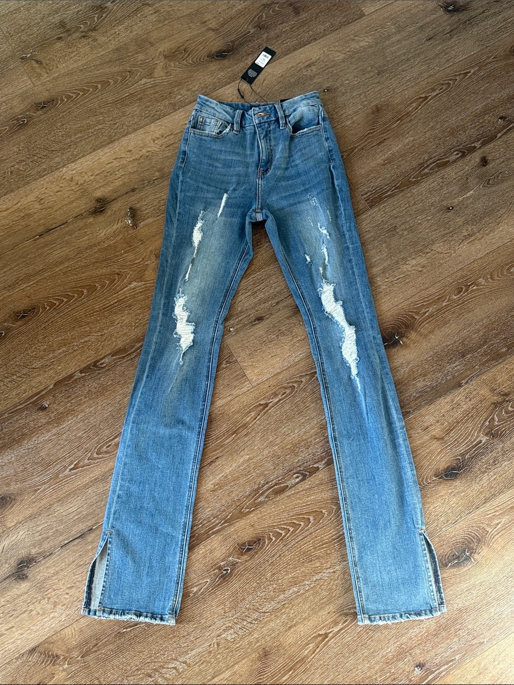 Fashion Nova Distressed Light Blue Skinny Jeans